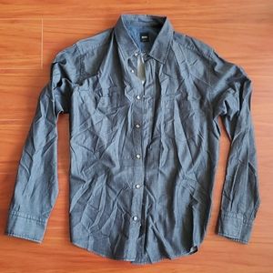 Hugo Boss Charcoal Grey Long Sleeve Button Up